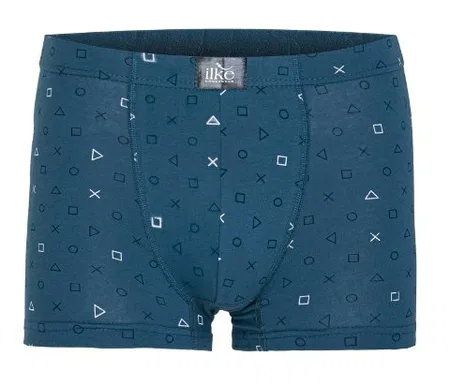 Likralı Pamuklu Desenli Boxer İlke 1601 - İndigo