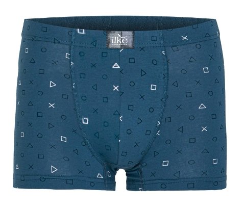 Likralı Pamuklu Desenli Boxer İlke 1601 - İndigo