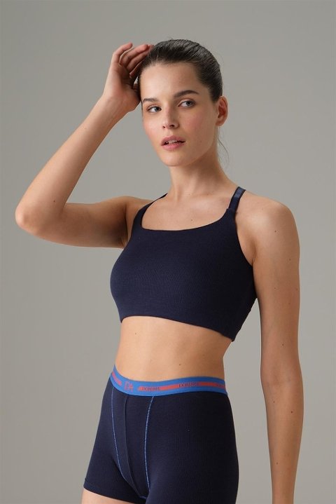 Esnek Tek Parça Çapraz Askılı Body Doreanse 5588 - Lacivert