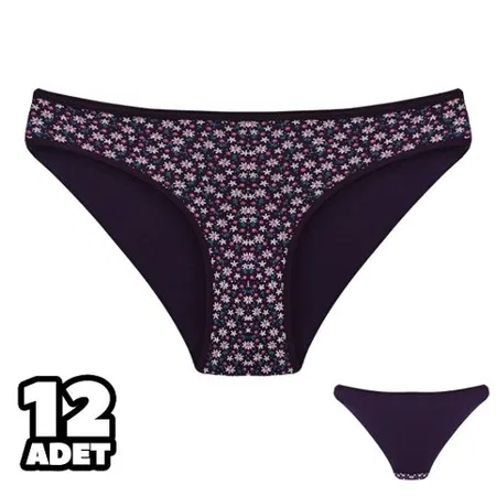 Mor Çiçekli Pamuklu Slip Külot Dondeza 101 - Mor