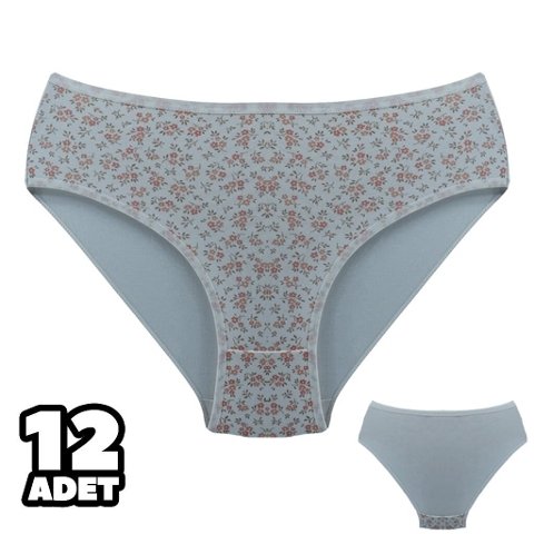 Çiçek Desenli Ekru Yüksek Bel Kadın Külot Dondeza 201-133