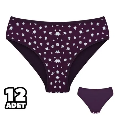 Pamuklu Mor Desenli Kadın Slip Külot Dondeza 201137 - Mor