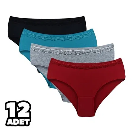 Beli Dantel Detaylı Pamuklu Slip Külot Dondeza 2010 - Siyah