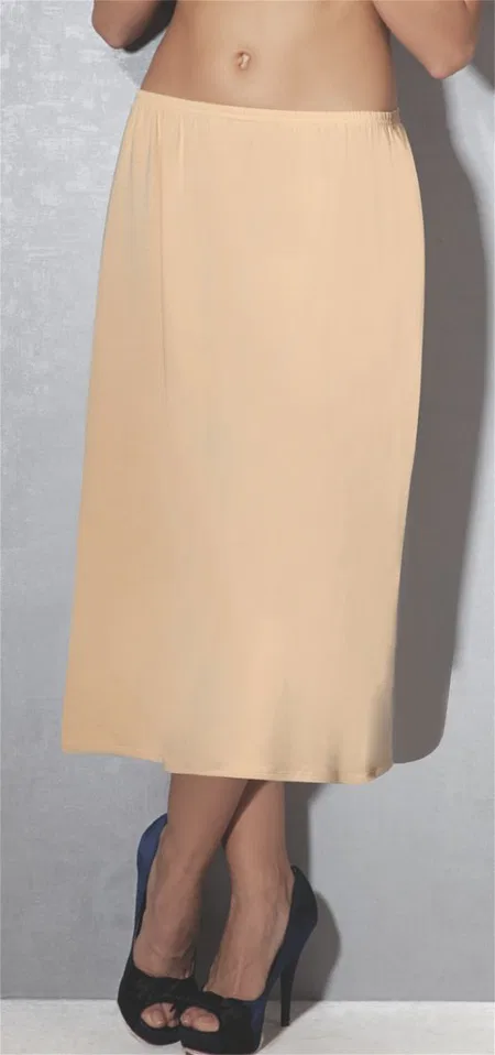 Midi Boy Kadın Beli Lastikli Etek Jupon Doreanse 13003 - Ten