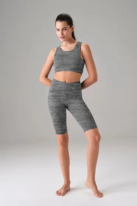 Polyester Yüksek Bel Bisikletçi Tayt Doreanse 8037 - Gri