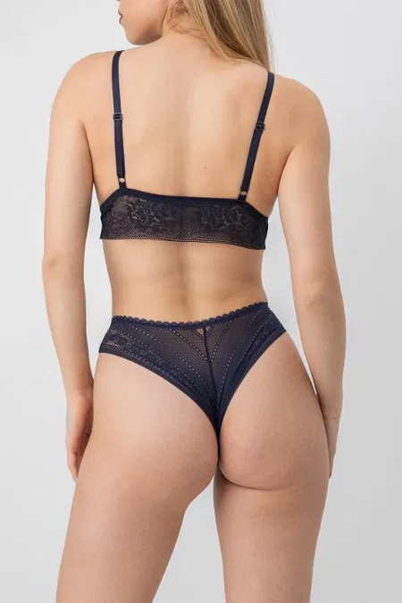 DoReMi Dolgusuz Hazel Dantel Bralet Takım 002-001603 - Lacivert