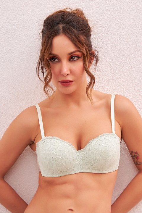 Dantel Detaylı Straplez Sütyen NBB 30007 - Ekru