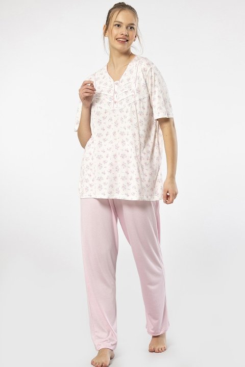 Düğmeli Yaka Kısa Kollu Pijama Takımı Türen 3369