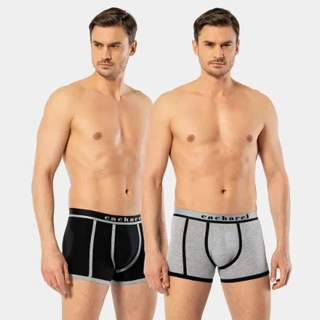 Likralı Konforlu Boxer Pamuklu Cacharel 1322 - Siyah & Gri