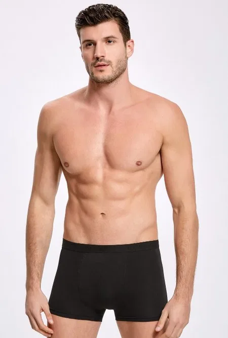 Likralı Pamuk Boxer Erkek İç Giyim İlke 007 - Siyah