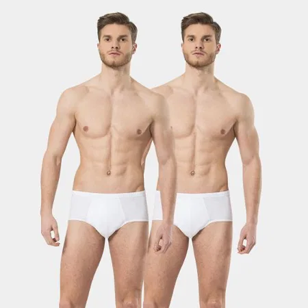 Pamuklu Düz Klasik Erkek Slip 2'li Paket Türen 111 - Beyaz