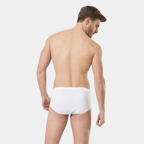 Pamuklu Düz Klasik Erkek Slip 2'li Paket Türen 111 - Beyaz