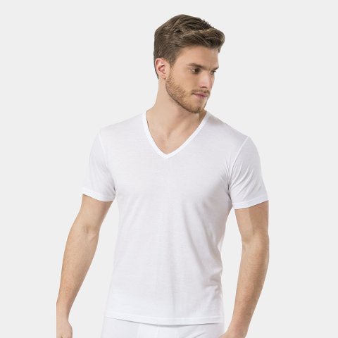 Pamuklu Modal V Yaka Erkek Atlet Türen 182 - Beyaz