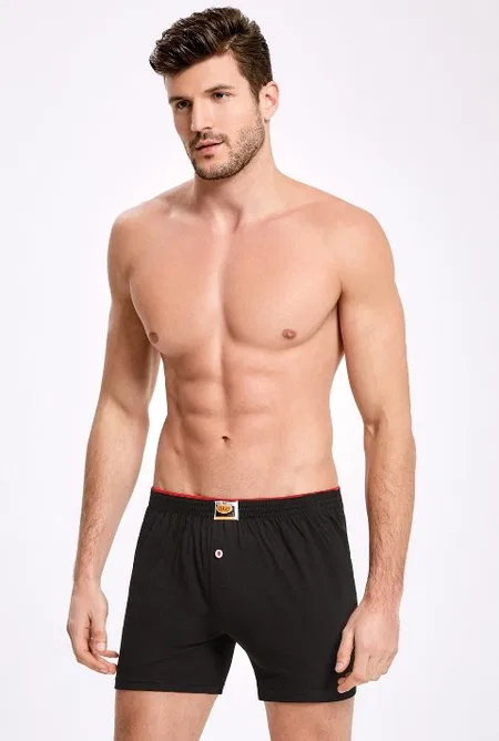 Pamuklu Esnek Bel Boxer İlke 011 - Siyah