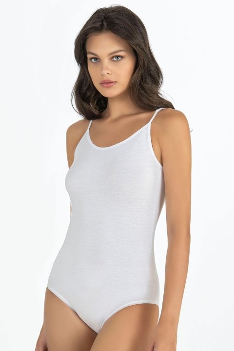 Çıtçıt Detaylı İnce Askılı Body Fabony 1180 - Beyaz