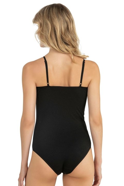 Çıtçıt Detaylı İnce Askılı Body Fabony 1180 - Siyah