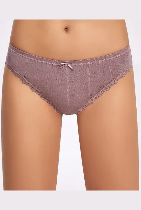 Yüksek Bel Dantelli Bikini Külot Pamuk İlke 273 - Mürdüm