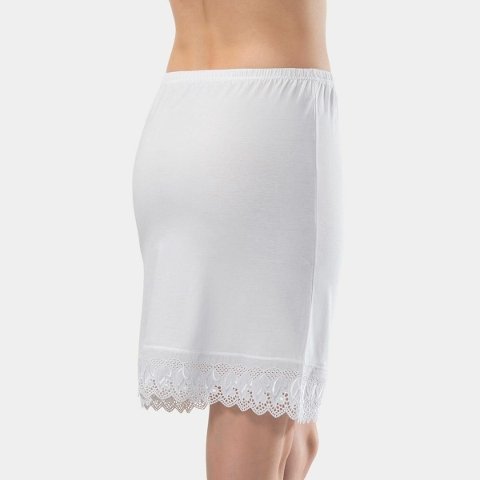Lastikli Dantelli Kadın Jüpon Pamuk Beyaz Türen 246 - 2