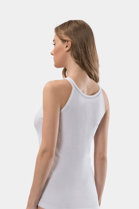 Pamuklu İnce Askılı Atlet Kadın Türen 204 - Beyaz