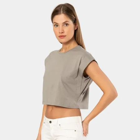 Pamuklu Tek Parça Kısa Kollu Body Türen 3402 - Gri