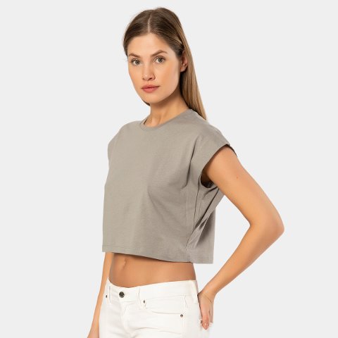 Pamuklu Tek Parça Kısa Kollu Body Türen 3402 - Gri