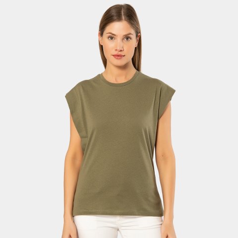 Pamuklu Tek Parça Body Çıtçıt Detaylı Türen 3401 - Haki