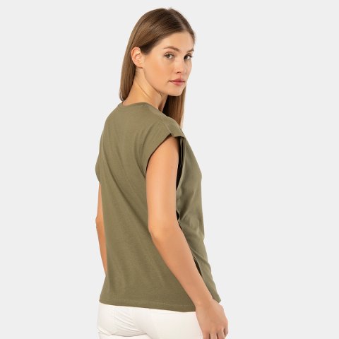 Pamuklu Tek Parça Body Çıtçıt Detaylı Türen 3401 - Haki