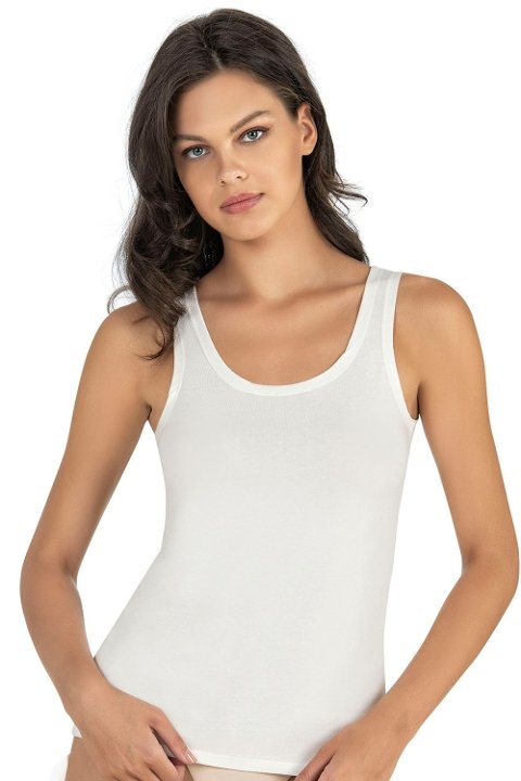 Kalın Askılı Pamuklu Atlet Kadın Fabony 1240 - Beyaz