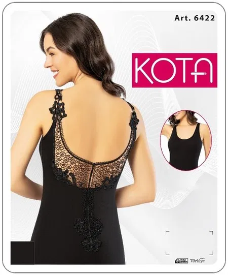 Yüksek Pamuklu Geniş Askılı Kadın Atlet Kota 6422 - 2