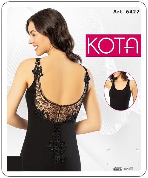 Yüksek Pamuklu Geniş Askılı Kadın Atlet Kota 6422 - Siyah