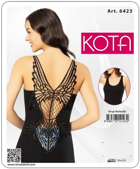 Kalın Askılı Güpür Detaylı Atlet Kadın Kota 6423