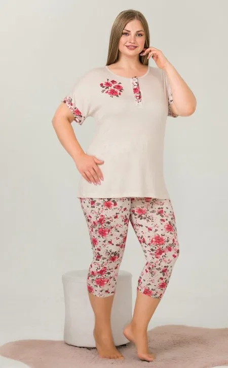 Lady Krem Kapri Pijama Takımı Lady 10648