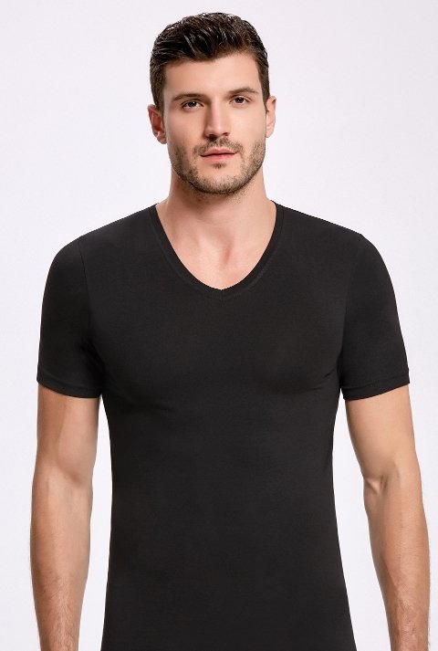 Pamuklu Likralı V Yaka Erkek Atlet İlke 1630