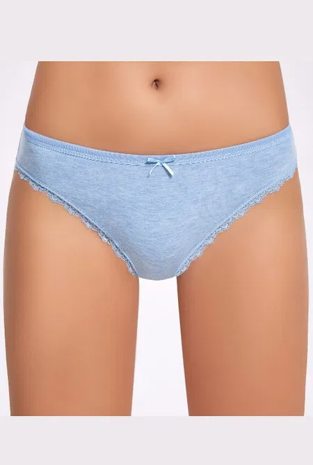 Yüksek Bel Pamuklu Dantelli Bikini Külot İlke 278 - Mavi