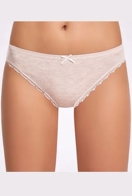 Yüksek Bel Pamuklu Dantelli Bikini Külot İlke 278 - Kahverengi