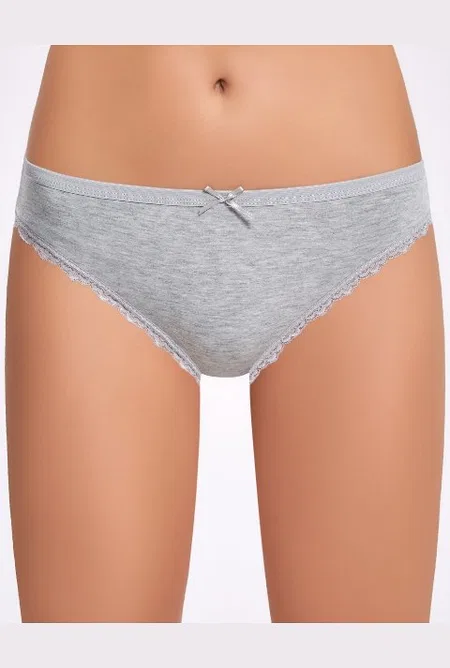 Yüksek Bel Pamuklu Dantelli Bikini Külot İlke 278 - Açık Gri