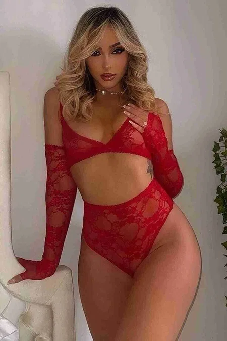 Eldivenli Fantazi Sütyen Külot Takım Kırmızı Merry See 4159 - Kırmızı