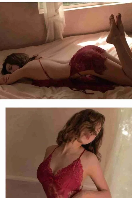 Sırt Dekolteli Dantel Gecelik Takımı Kırmızı Merry See 2215-Kırmızı - Kırmızı