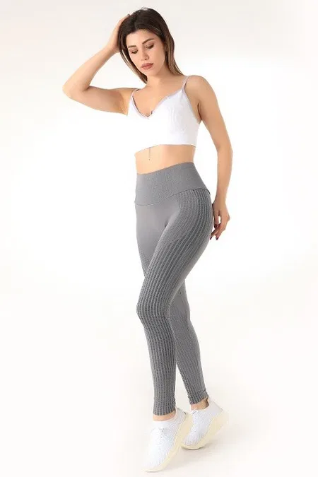Mio Studio Gym Yüksek Bel Seamless Desenli Tayt Miorre 001-002110 - Antrasit