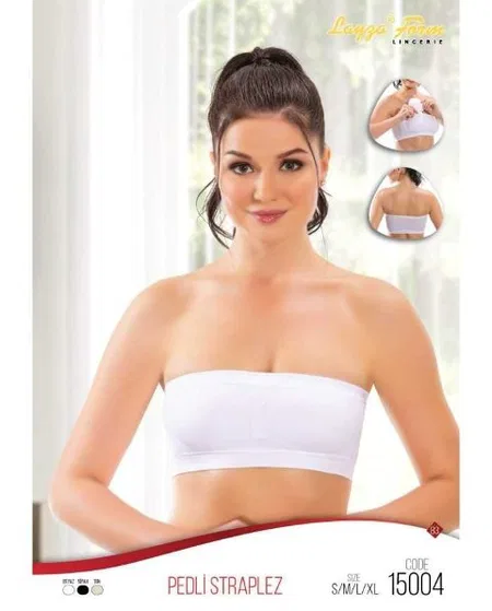 Kademeli Kompresyonlu Pedli Straplez Korse Liza 15004 - Beyaz