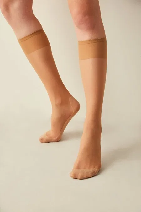 Düşük Denye Polyester Spandex Külotlu Çorap Penti 15 - Ten