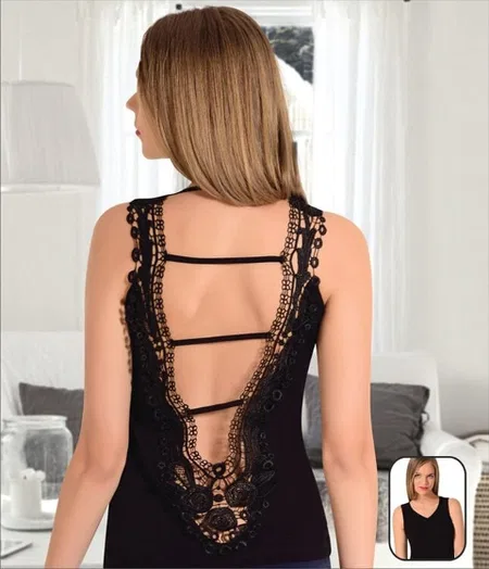 Pamuklu Nefes Alan Atlet Derin Sırt Dekolteli Polkan 2213