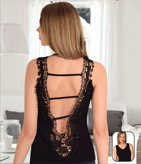 Pamuklu Nefes Alan Atlet Derin Sırt Dekolteli Polkan 2213