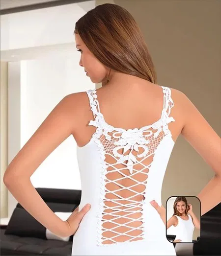 Güpür Detaylı Çapraz İpli Kadın Atlet Polkan 2215