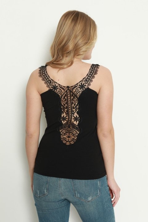 Pamuklu Nefes Alan Sırtı Dantelli Kadın Atlet Polkan 2314