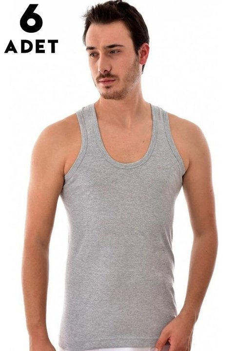 Pamuklu Askılı Erkek Atlet 6'lı Set Seher Yıldızı 0001 - 2