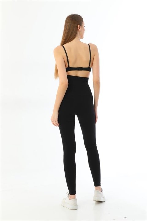 Yüksek Bel Toparlayıcı Kadın Tayt Emay 3904 - Siyah