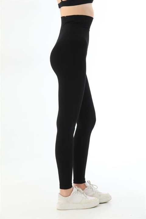 Yüksek Bel Toparlayıcı Kadın Tayt Emay 3904 - Siyah