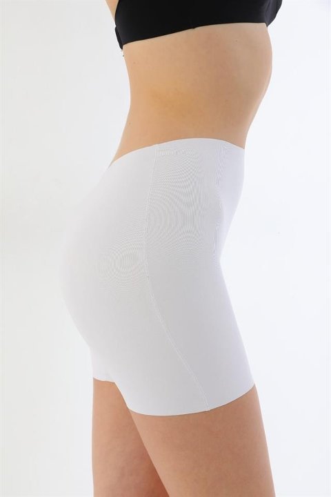 Yüksek Bel Uzun Paça Kadın Boxer Emay 2703 - Beyaz