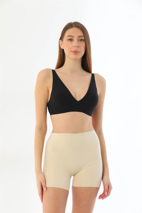 Yüksek Bel Uzun Paça Kadın Boxer Emay 2703 - Ten